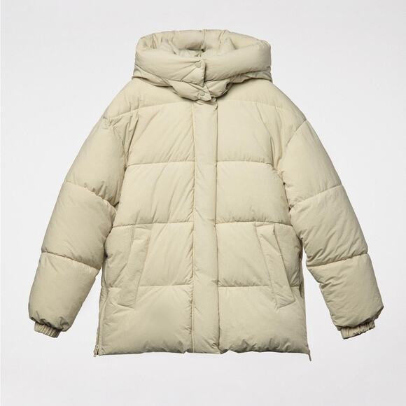 ZARA WATER REPELLENT PUFFER JACKET OLIVE GREEN - Picture 1 of 6